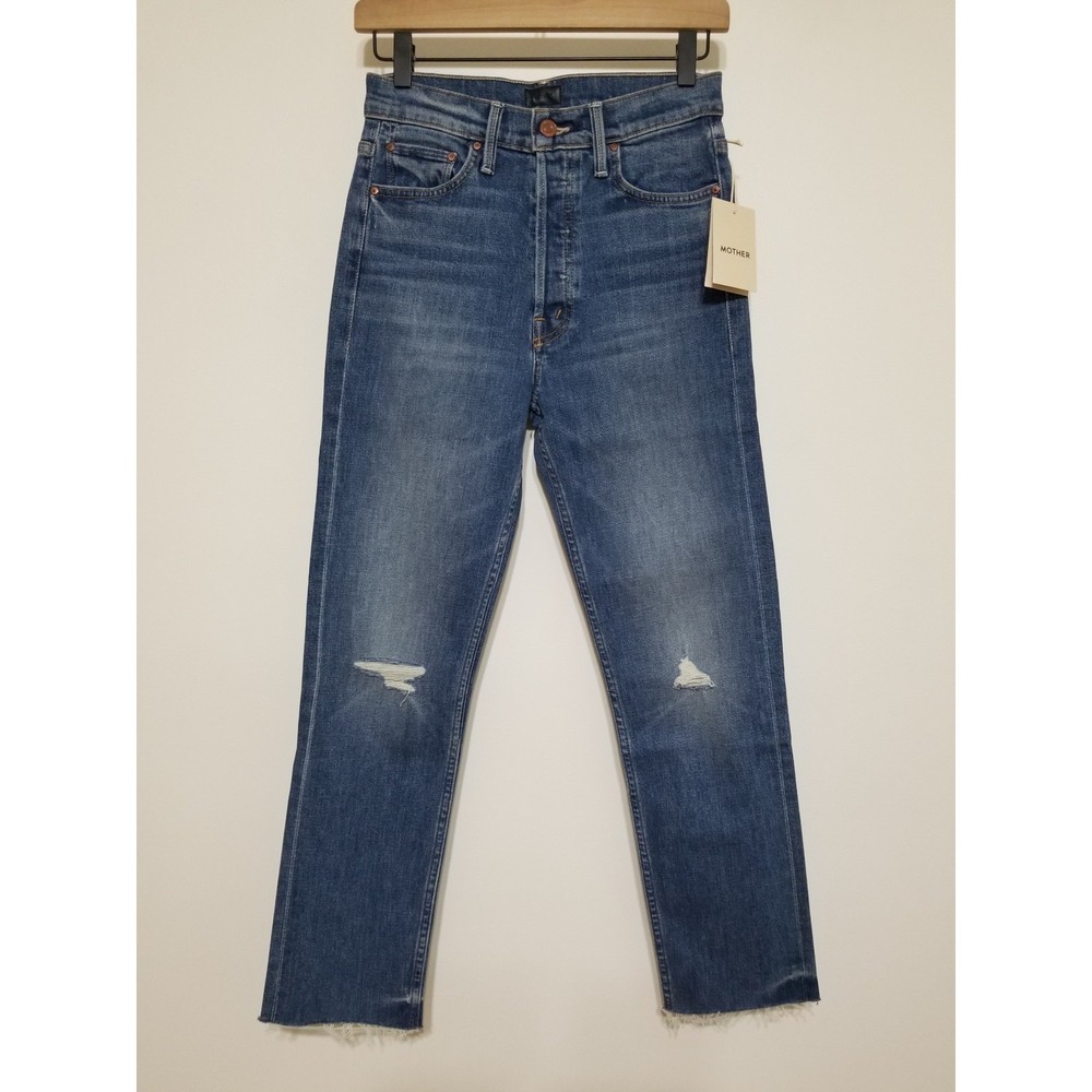 MOTHER The Tomcat Ankle Fray Jeans Globe Trotter Straight NWT Size‎ 25 26 $278